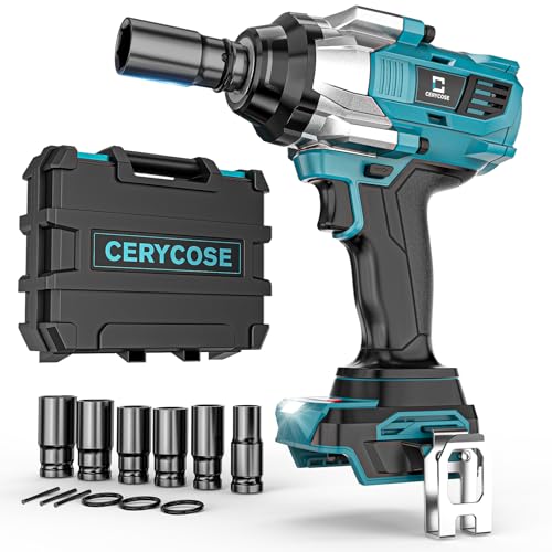 Cordless Impact Wrench 1/2 inch for Makita Battery 900FT-LBS with 6 Sockets and Durable Toolbox Brushless Impact Gun Includes LED Work Light - High Torque Impact Driver, No Battery - color: For Makita 1/2 900ft-lbs With 6 Socket
