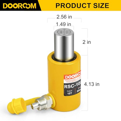 10 Ton Hydraulic Cylinder Jack,2” Stroke Hydraulic Ram Jack, Porta Power Automatic Retracting Jack, Yellow, RSC-10
