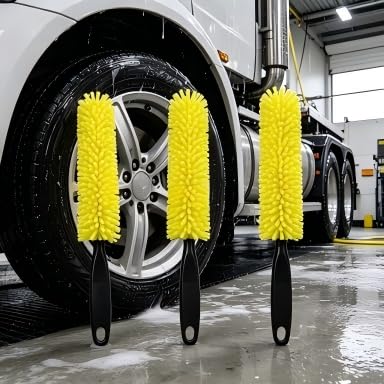 Wheel Spoke Gap Sponge Cleaning Brush Set 3PCS, Auto Detailing Wheel Barrel Brushes, Scratch-Free Rim Cleaner for Car Truck SUV, Cleans Brake Dust & Heavy Grime