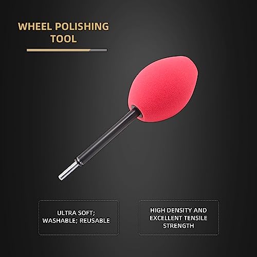 Wheel Rims Polisher, SPTA Polishing Ball, Polishing Cone, Metal Wheel Polishing Tool, Ball Buster Wheel and Rim Polisher System Attaches to Standard Household Drill - color: Red Oval Polishing Ball