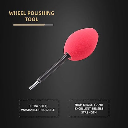 Wheel Rims Polisher, SPTA Polishing Ball, Polishing Cone, Metal Wheel Polishing Tool, Ball Buster Wheel and Rim Polisher System Attaches to Standard Household Drill - color: Red Oval Polishing Ball