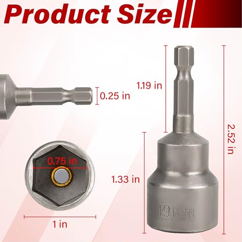 2 PCS RV Scissor Jack Socket, Magnetic RV Jack Socket Drill Adapter for 3/4 Inch (19mm) Hex Drive Compatible with 1/4 Inch Quick-Connect Shank, Stabilizer Tool for RVs, Travel Trailers & Trucks - size: 2 PCS