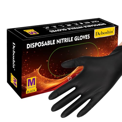 Gloves Disposable Latex Free, Nitrile Gloves 100 Pcs, Black Cleaning Gloves, Powder Free Food Prep Gloves, Large