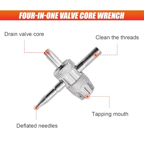 3PCS Tire Valve Stem Removal Tool Kit, Includes Single & Double Heads Valve Core Remover, 4-Way Valves Tool, Multifunctional Tire Installer Repair Kit Suitable for Car, Truck, Bicycle(Red)