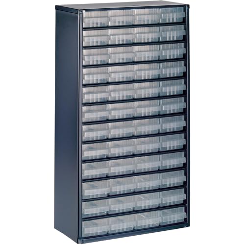Raaco Steel Storage Cabinet, Tall 48-Drawer (C12-48), with Accessories | Clear Polypropylene Plastic Drawer, Small Parts Organizer, Screws, Nuts & Bolts, Crafts & Hardware - For workshop and garage - size: Tall-48D, style: Steel Cabinets
