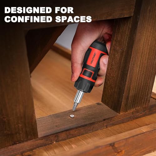 HAUTMEC 7-in-1 Stubby Ratcheting Screwdriver Set, Ratchet Short Screwdriver Set with Multi Bit Screw Driver Tool All in One, Chrome Vanadium Steel Shaft 3PCS Phillips and 3PCS Slotted - color: 7-in-1 Ratcheting