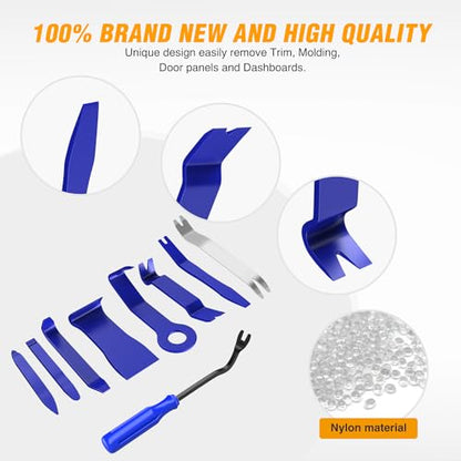 GOOACC 9PCS Auto Trim Removal Tool Kit No-Scratch Tool Kit for Car Audio Dash Window Molding Fastener Remover Tool Kit-Blue - color: Blue, size: 9PCS Trim Removal Tool