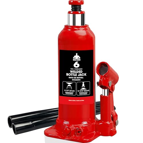 JACK BOSS Bottle Jack 6 Ton (13,200 LBs) Hydraulic Car Jack, Fit for Auto Truck Repair and House Lift, Red, AS90604B