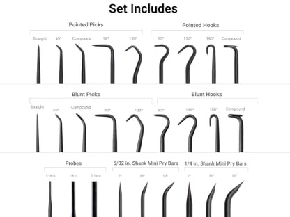 TEKTON Pick, Hook, and Mini Pry Bar Set, 24-Piece | LVR14001 - size: Pick, Hook, Probe, Mini Pry Bars (27-pc.)