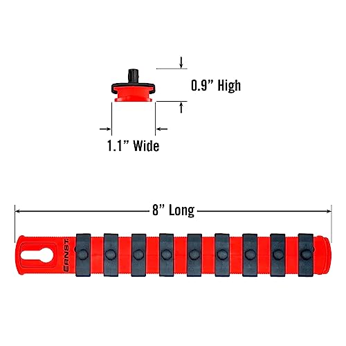Ernst Manufacturing 8410 8-Inch Socket Organizer with 9 1/4-Inch Twist Lock Clips, Red (8410-Red-1/4) - color: Red, size: 1/4-Inch Twist Clips, style: 8-Inch