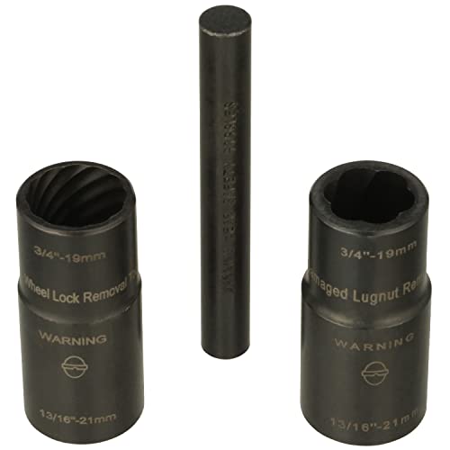 LTI TOOLS Twist Socket Lugnut Removal System, 3 Piece (LT4300), includes twist sockets 400-25 and 4200A and punch 400-7