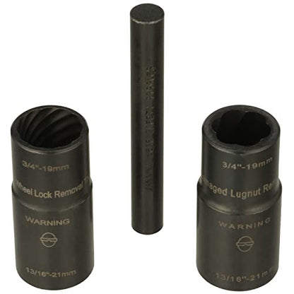 LTI TOOLS Twist Socket Lugnut Removal System, 3 Piece (LT4300), includes twist sockets 400-25 and 4200A and punch 400-7