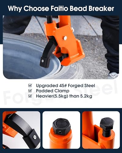 Manual Tire Bead Breaker, 38"-42" Tires Changer Tool with Rubber Pad, Protect Aluminum Alloy Hubs, Easy-Operated Tire Repair Tool for Car, Truck, Tractor, Mower ATV RV Orange