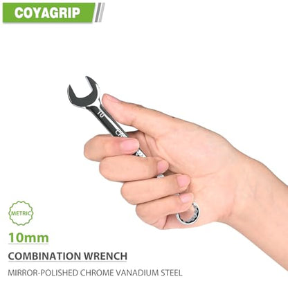 10mm Wrench, Industrial Grade Spanner, Combination Wrenches Metric with 12-Point Box End, 15-Degree Offset, 10mm Wrenches Chrome Vanadium Steel Mirror Polished - size: 10mm