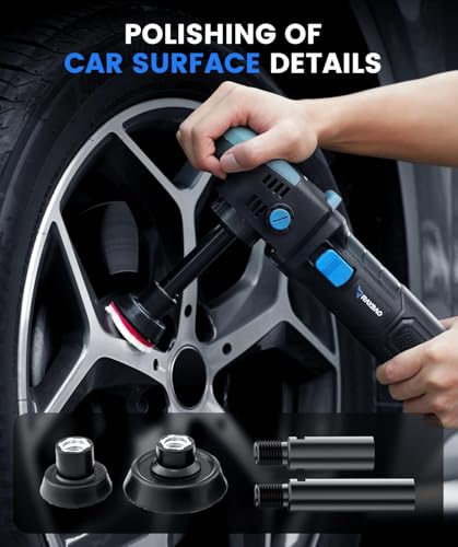 Mini Buffer Polisher, 750W Rotary Polisher 2"/3"/5" Plate for Car Detailing | Polishing Machine with 27 Accessories, 6 Speeds (800–2800 RPM), M16 Thread Extension Shaft for Car Boat Polishing/Waxing