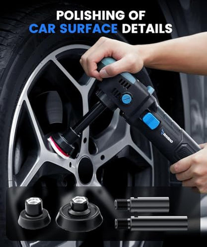 Mini Buffer Polisher, 750W Rotary Polisher 2"/3"/5" Plate for Car Detailing | Polishing Machine with 27 Accessories, 6 Speeds (800–2800 RPM), M16 Thread Extension Shaft for Car Boat Polishing/Waxing