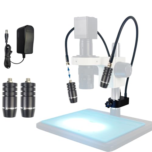 Microscope Light Source Dual Gooseneck Spotlight 3W 6500K for Lab, Industrial, Biological Stero Microscope Illuminator for Electronic PCB Watch Repair (Spotlight-B) - color: Spotlight-B