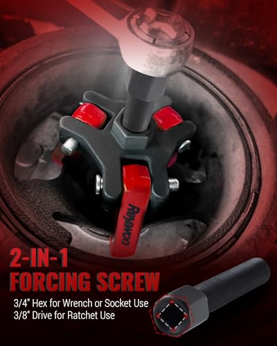 Reywoo Harmonic Balancer Puller Kit, Adjustable 3-Jaw Puller for Removing Harmonic Damper Pulley Compatible with Chevy GM Chrysler Cadillac Ford, Forcing Screw Fits a 3/8" Square Drive - style: Removal