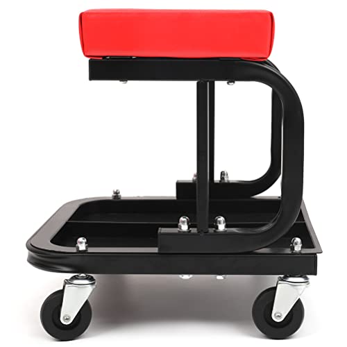 Rolling Creeper Seat (300 lbs Capacity) | Fit for Garage Shop Workshops Padded Mechanic Stool with Tool Tray