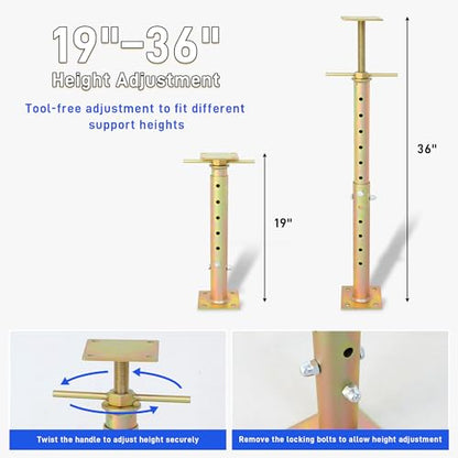 House Floor Jacks for Leveling-Adjustable Jack Post Pole with 19"-36" Telescoping Height, Heavy Duty Steel Screw Jack Post for Lifting, Basement Support Floor Jacks for Leveling Crawlspace Permanent - style: 1PCS