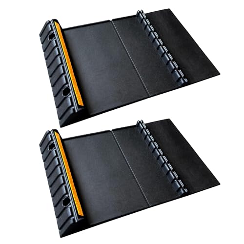 Parking Mat Car Stopper for Garage Floors- Heavy Duty Rubber Parking Aids - Wheel Stop with Scatter Glass Reflective Yellow Targets for Car Garage Floor Stop Aid Indoor Outdoor, 2 Pack