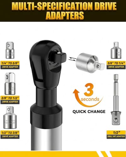1/2" Offset Extension Wrench for Electric Drill with 3/8", 1/4" Adapters,Impact Ratchet Extender for Tight Spaces - style: 1/2"