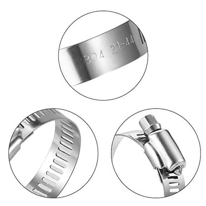 LOKMAN 20 Pack Stainless Steel Hose Clamp Adjustable 7/8'' - 1-1/2'' (21-38mm) Worm Gear Hose Clamp, Metal Fuel Line Pipe Clamp for Plumbing, Automotive And Mechanical Application - size: 21-38mm