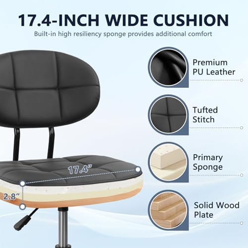 KLASIKA Drafting Stool with Backrest, Tall Adjustable Height Office Chair, PU Leather Swivel Rolling Stool with Footrest & Wheels for Standing Desk, Bar, Salon, Spa, Lab, Counter, Home, Black，1PK - color: Black With Backrest, size: 1PK