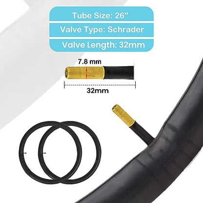 Hycline 2-Pack Cruiser Bike Tires Set: 24/26x2.125 inch Folding Replacement High-Performance Wear-Resistant Tires with Inner Tubes & Tire Levers for Beach & Urban Commuter Bikes - color: White Set-26x2.125