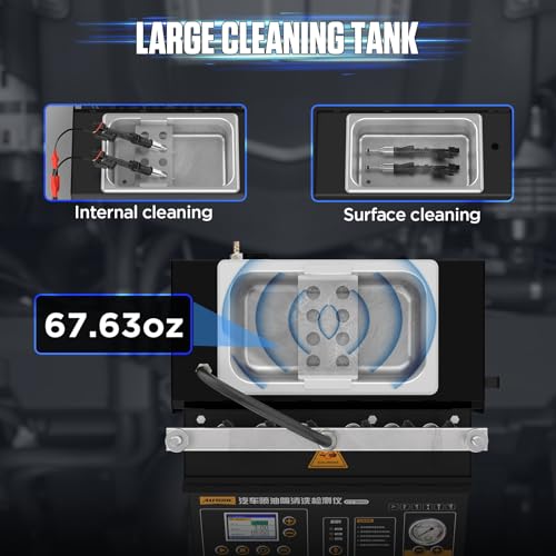 AUTOOL Fuel Injector Cleaner and Tester Machine, Ultrasonic Fuel Injection Cleaner 6 Cylinder for GDI, EFI, FSI, 12V/70V/120V, Color Display, 67.63oz Cleaning Tank, 3 Cleaning Functions 12 Test Modes