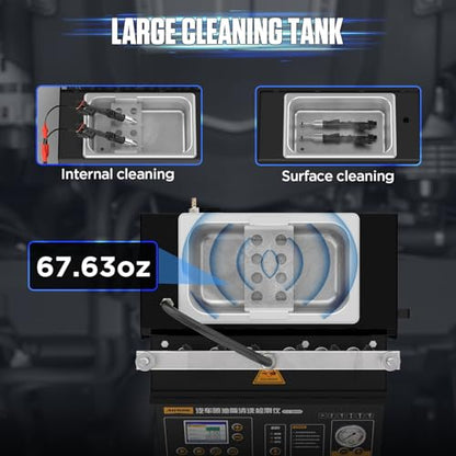 AUTOOL Fuel Injector Cleaner and Tester Machine, Ultrasonic Fuel Injection Cleaner 6 Cylinder for GDI, EFI, FSI, 12V/70V/120V, Color Display, 67.63oz Cleaning Tank, 3 Cleaning Functions 12 Test Modes