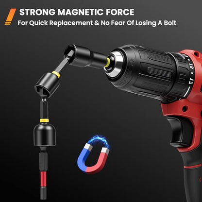 86-Piece Magnetic Impact Nut Driver Set, Deep Impact Sockets & S2 Bits, Chrome Vanadium Steel, Full Metric & SAE Range for Impact Drivers & Drills