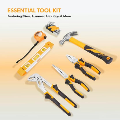 TOLSEN Tool Set Home Mechanic Tool Kit, Screwdriver,Hammer, Ratchet, Drill Bits,Hex Key,Tape Measure,Toolbox Storage Case, Hand Household Tool Set for College,Starter,Beginner - size: 89 PCS