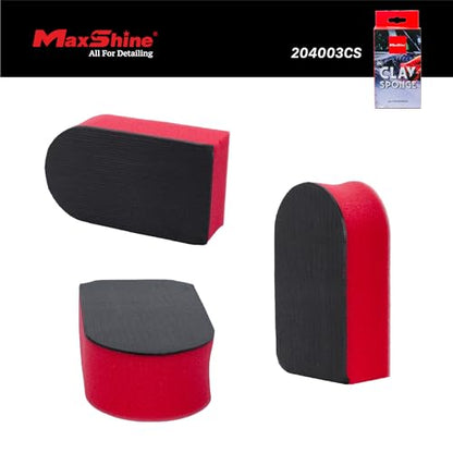 Maxshine Universal Fine Grade Clay Sponge – Reusable Clay Bar Alternative for Paint & Glass Decontamination – Removes Overspray, Tar & Industrial Fallout – Ergonomic Foam Grip for Auto Detailing