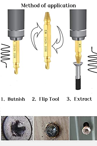 Damaged Screw Extractor-Kit Stripped-Screws Removal-Tool - Broken Screw Extractor Speed Out Screw Extractor Set 6PCS Cooswai