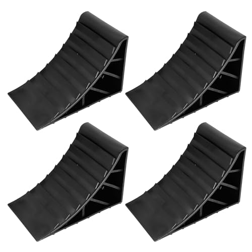 AUTOXBERT Heavy Duty Wheel Chock Parking Block Portable Non Slip Universal Triangle Base with Handle for Motorhome Campervan Trailer Car - size: 4Pcs