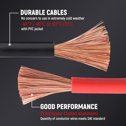 TOPDC 2 Gauge 20ft Jumper Cables - Ultimate Power for Instant Jump Start, Heavy Duty Booster Cables for Car, Truck & SUV Batteries, Includes Carry Bag - size: 2 Gauge, (20FT)