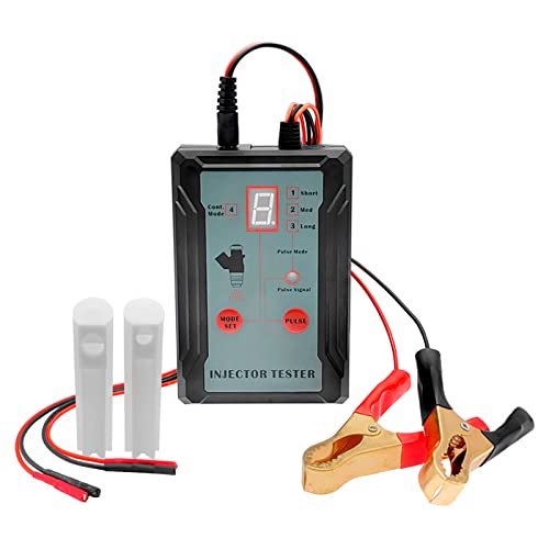 Shkalacar Fuel Injector Tester and Adapter Pulse Tester Cleaner for Diagnosis Cleaning of Injectors DIY Diagnostic Tool Cleaning Kits 12V/5V Switchable Short-Circuit Protection