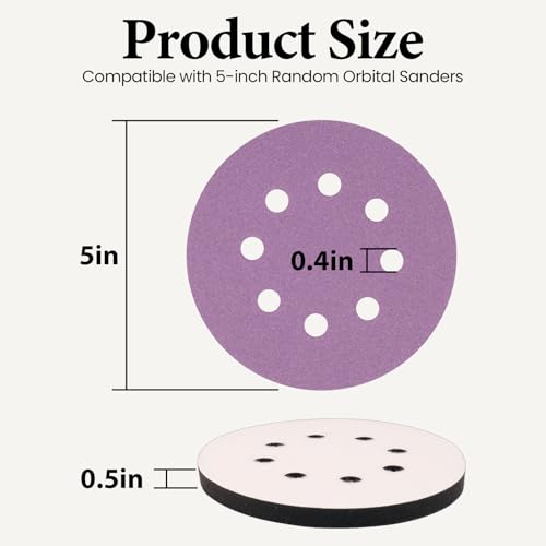 5 Inch 8 Hole Orbital Sander Foam Pads and Sanding Discs Hook and Loop | 4PCS Interface Pads & 20PCS Sandpaper (80 120 240 320 Grits), Soft & Hard Cushion Sponge Buffer Backing Pad for Sander - color: 4PC Pads & 20PC Sanding Discs