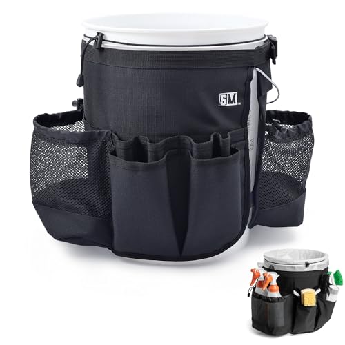 Bucket Caddy with Trash Band: Bucket Caddy for Detailing, Cars, Trucks, Motorcycles, Bikes, & House Cleaning