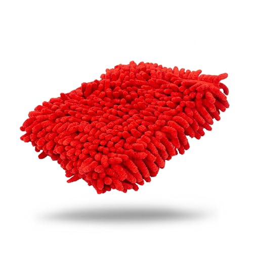 Maxshine Universal Red Chenille Microfiber Wash Pad – Professional High-Efficiency Car Wash Pad & Mitt Alternative – Scratch-Free Microfiber Cleaning Pad for Cars, Trucks, SUVs, Boats & RVs