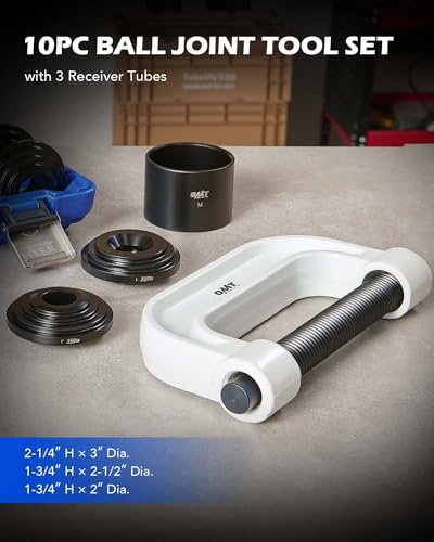 Orion Motor Tech Ball Joint Press Kit, Heavy Duty Ball Joint Tool with 4x4 Adapters, Ball Joint Removal Tool Kit for Most 2WD and 4WD Cars and Light Trucks - color: white C-frame