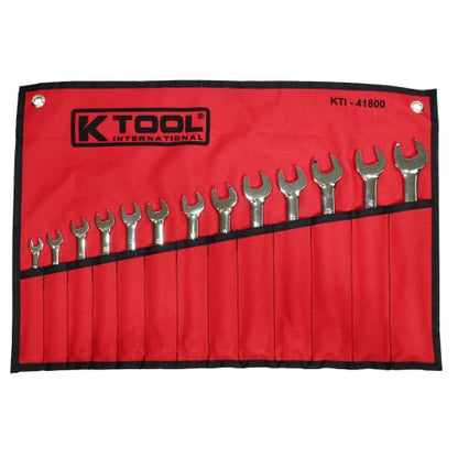 K Tool International Metric Combination Wrench Set, 13-Piece Fully Polished, Heat-Treated Chrome Vanadium Steel, Durable, Sizes (7mm-19mm Wrenches); KTI41800