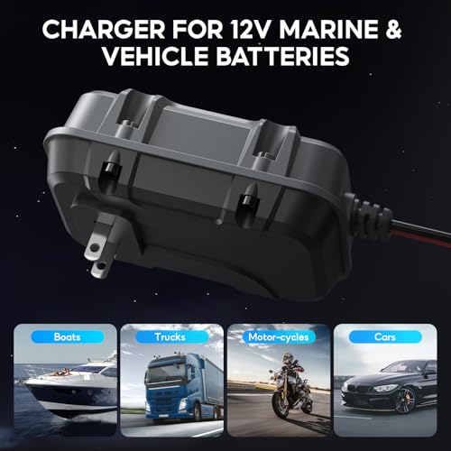 2A 6V/12V Smart Battery Charger Plug in – Auto Maintainer & Desulfator for AGM/Lithium – Trickle Charging for Cars, Boats, RVs - size: 1 Bank(2A)