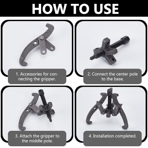 NBEADS 3 Sets 3-Jaw Bearing Puller Kits, 3 Sizes Iron Puller Kit Gear Bearing Flywheel Removal Tool for Automobile Machinery Maintenance, Assembly Required, Gunmetal