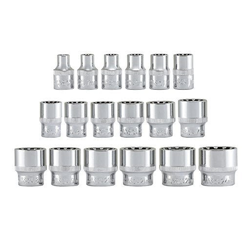 NEIKO 02488A 3/8" Drive Universal 6 Point Metric Socket Set, 18 Piece Universal Mechanic Spline & SAE, Cr-V Steel Low Profile, Spline Bit, 3/8 - size: 3/8" Drive, style: Universal Spline