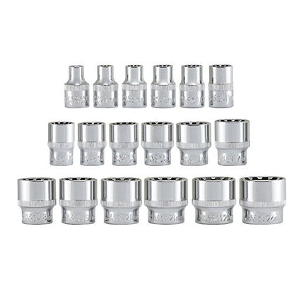 NEIKO 02488A 3/8" Drive Universal 6 Point Metric Socket Set, 18 Piece Universal Mechanic Spline & SAE, Cr-V Steel Low Profile, Spline Bit, 3/8 - size: 3/8" Drive, style: Universal Spline
