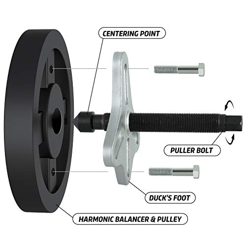 46 Pieces Steering Wheel Puller Kit, Use with Harmonic Balancers, Crankshaft Pulleys and Gears, Work on Most Cars, Pickups, SUVs
