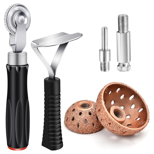 Supkiir Tire Repair Patch Tools Tire Buffing Wheels, 42 mm 55mm Tungsten Steel Buffing Wheel and 6mm Tire Patch Roller with Scraping Cutter for Car Truck Tire Grinding Polishing Accessories Kit
