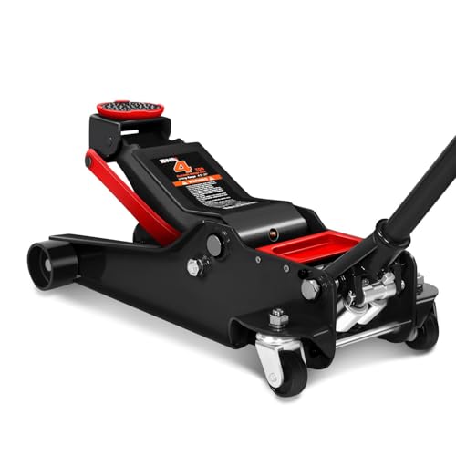 DNA Motoring Floor Jack 4 Ton (8000 lbs) Capacity, Fast Lift Low Profile Hydraulic Trolley Jack, Steel Heavy-Duty Service Car Jack, Lifting Range 4.5"-20", Black, TOOLS-00308-BK - color: Black, style: 4 ton